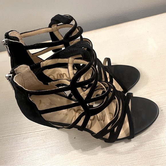 2/$60 SAM EDELMAN Black Alba Suede Heels 9.5 9 1/5 NEW - Picture 6 of 8